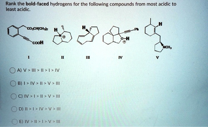 Rank the bold faced hydrogens