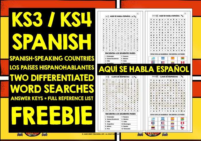 Spanish speaking countries and their capitals word search